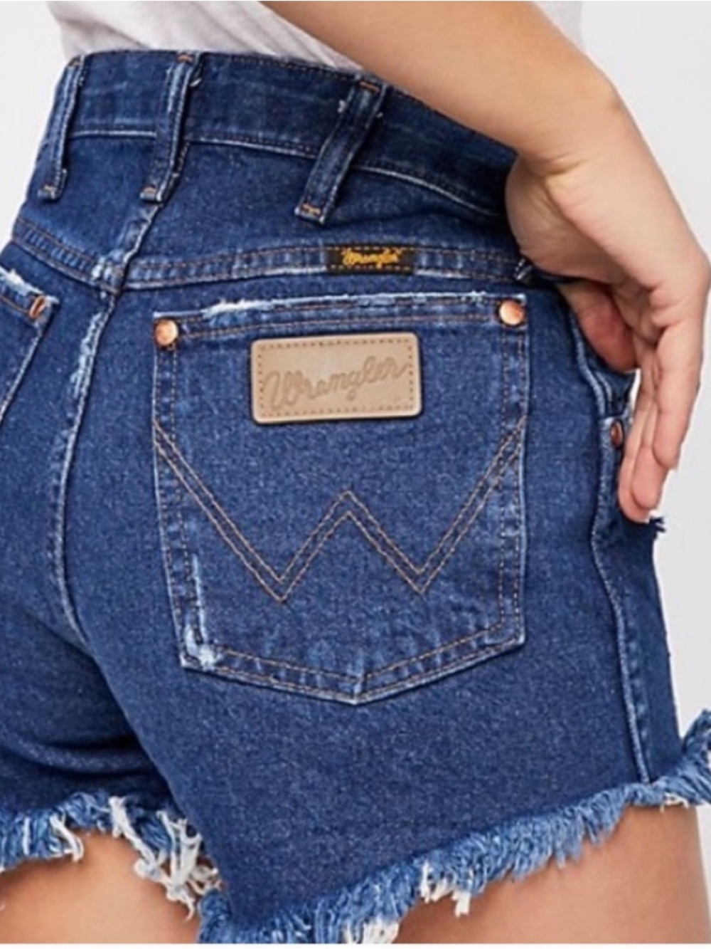 Reformation Wrangler Reworked Denim Shorts True Blue
